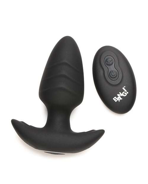 image of product,Bang! Rotating & Vibrating Tapered Butt Plug w/Remote - Black - SEXYEONE