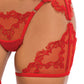 Baroque Heart Embroidered Lace 3 pc Chaps Set - Red - SEXYEONE