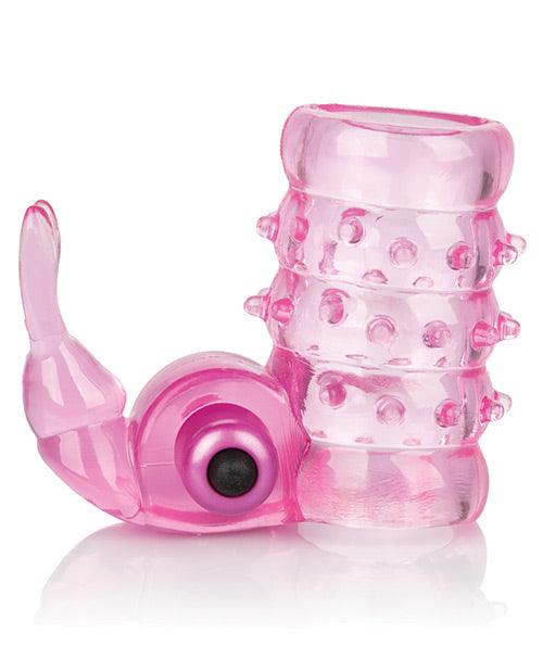 image of product,Basic Essentials Stretchy Vibrating Bunny Enhancer - Pink - SEXYEONE
