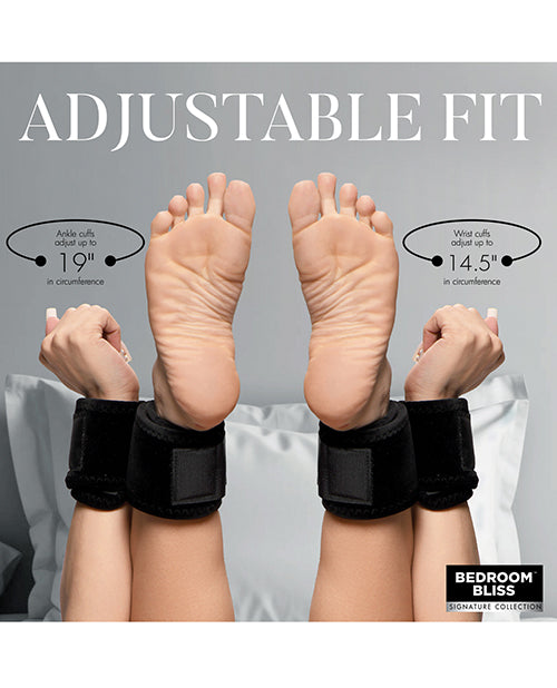 image of product,Bedroom Bliss Wrist To Ankle Restraints - Black - SEXYEONE