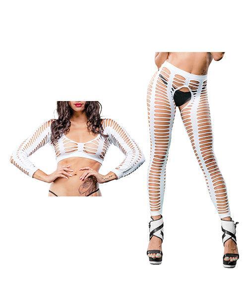 image of product,Beverly Hills Naughty Girl Crotchless All Over Straps Mesh Leggings O/s - SEXYEONE