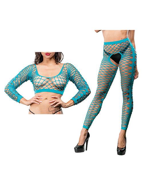 image of product,Beverly Hills Naughty Girl Crotchless Front Mesh & Side Design Leggings O/s - SEXYEONE