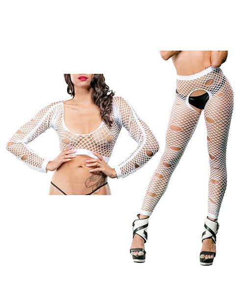 image of product,Beverly Hills Naughty Girl Crotchless Mixed Hole Leggings O/s - SEXYEONE