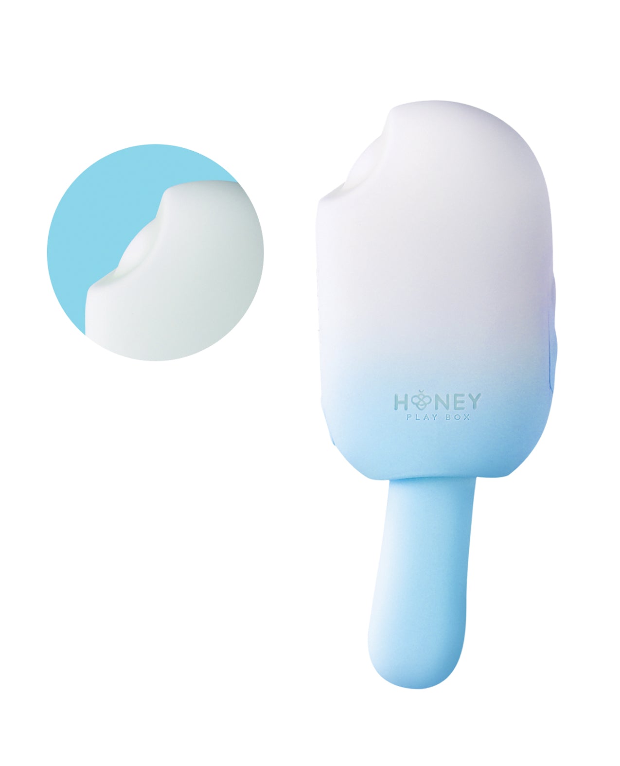 image of product,Bite Me Sucking, Tapping & Vibrating Cream Pop Stimulator - Blue/White - SEXYEONE