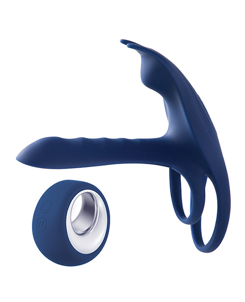 Blue Fox Vibrating Girth Enhancer Penis Sleeve - Blue - SEXYEONE