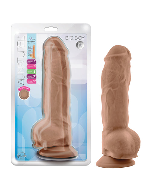 product image, Blush Au Natural 10" Big Boy Realistic Dildo w/Balls - Mocha - SEXYEONE