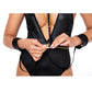 Bodysuit W/detachable Chain Wrist Straps & Harness Black - SEXYEONE