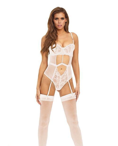 image of product,Bombshell Boudoir Strap Overlay Teddy - SEXYEONE