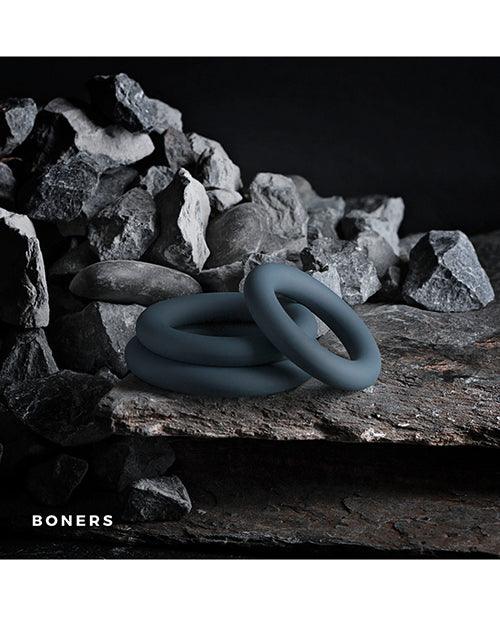 image of product,Boners 3 Pc Cock Ring Set - Black - SEXYEONE
