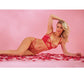 Cherry Strappy Lace Unlined Underwire Bra W/heart Ring Detail & Panty Red - SEXYEONE