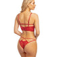 Cherry Strappy Lace Unlined Underwire Bra W/heart Ring Detail & Panty Red - SEXYEONE