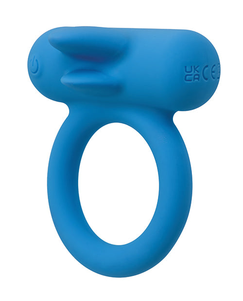 image of product,Couple's Enhancer Silicone Rechargeable Double Trouble Enhancer w/Flickering Dual Teasers - Blue - SEXYEONE