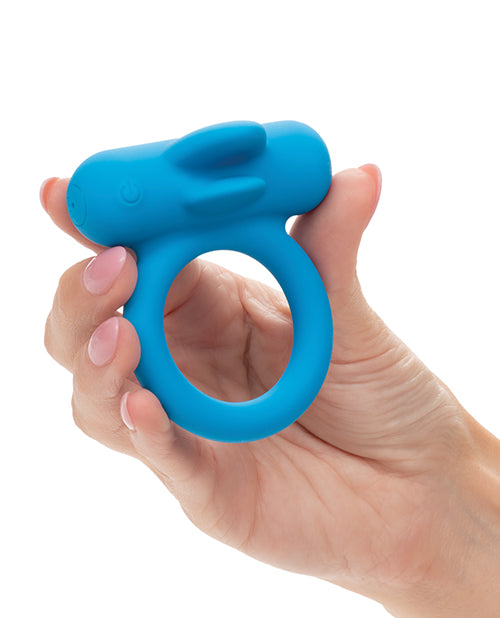 image of product,Couple's Enhancer Silicone Rechargeable Double Trouble Enhancer w/Flickering Dual Teasers - Blue - SEXYEONE