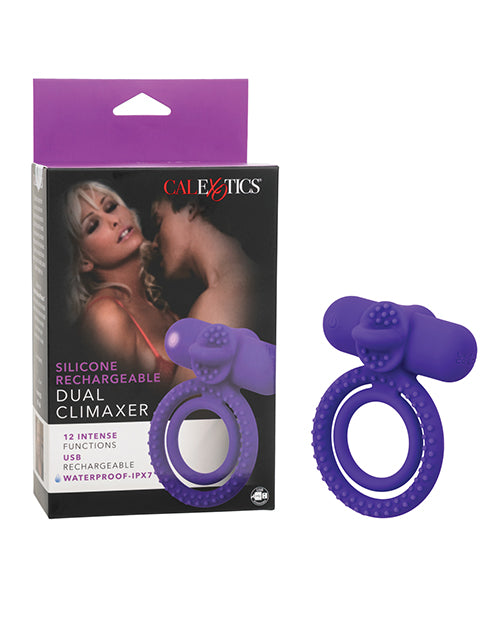 product image, Couple's Enhancer Silicone Rechargeable Dual Climaxer Enhancer w/Flickering Tongue - Purple - SEXYEONE