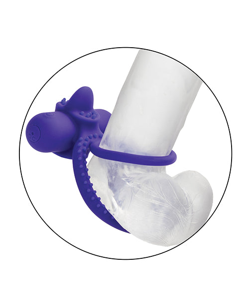 image of product,Couple's Enhancer Silicone Rechargeable Dual Climaxer Enhancer w/Flickering Tongue - Purple - SEXYEONE