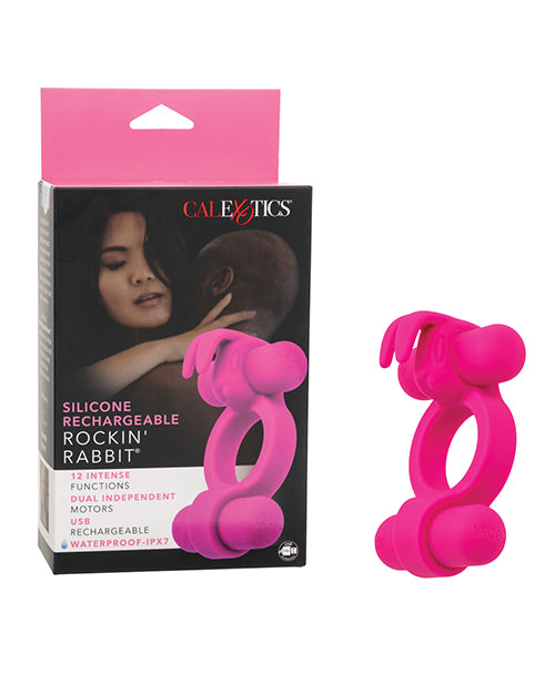 product image, Couple's Enhancer Silicone Rechargeable Rockin' Rabbit Enhancer - Fuchsia - SEXYEONE