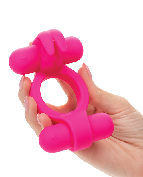 image of product,Couple's Enhancer Silicone Rechargeable Rockin' Rabbit Enhancer - Fuchsia - SEXYEONE