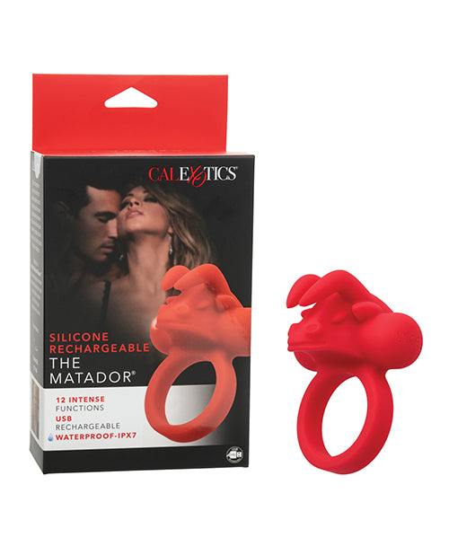 product image, Couple's Enhancer Silicone Rechargeable The Matador Enhancer w/Triple Stimulation - Red - SEXYEONE