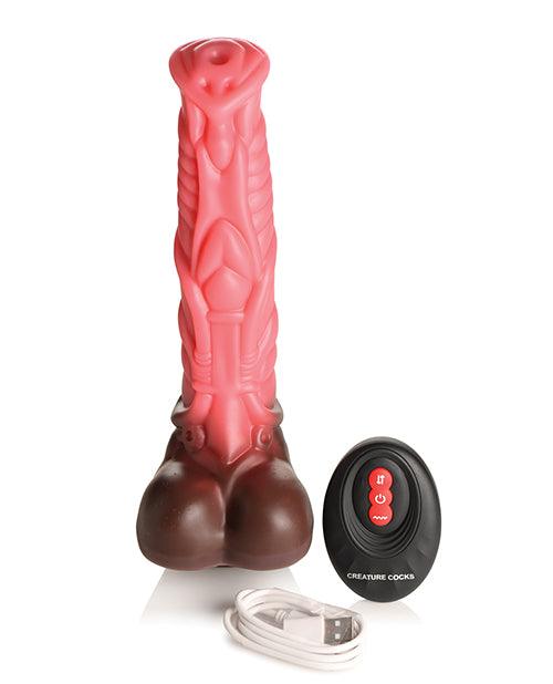 image of product,Creature Cocks Deluxe Centaur Thrusting & Vibrating Silicone Dildo w/Remote Control - Peach/Brown - SEXYEONE