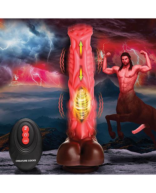 image of product,Creature Cocks Deluxe Centaur Thrusting & Vibrating Silicone Dildo w/Remote Control - Peach/Brown - SEXYEONE