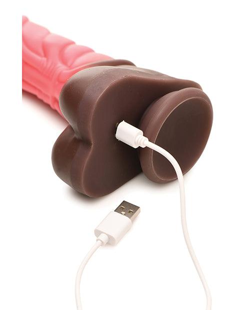 image of product,Creature Cocks Deluxe Centaur Thrusting & Vibrating Silicone Dildo w/Remote Control - Peach/Brown - SEXYEONE