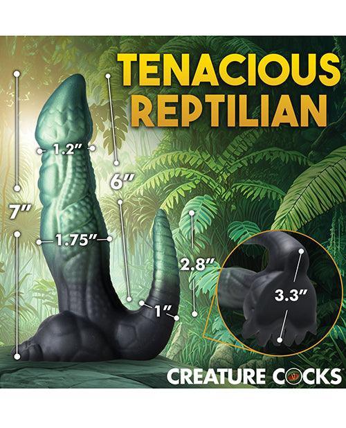 image of product,Creature Cocks Dickosaur Dinosaur Silicone Dildo - Black/Teal - SEXYEONE