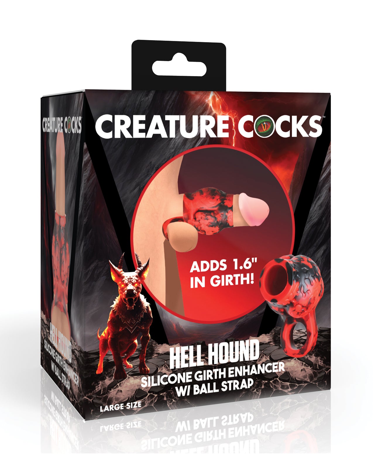 product image, Creature Cocks Hell Bound Penis Sleeve & Ball Stretcher - Red/Black - SEXYEONE