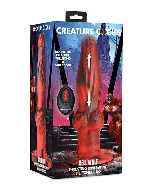 Creature Cocks Hell-Wolf Thrusting & Vibrating Silicone Dildo - Black/Red - SEXYEONE