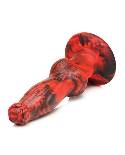 image of product,Creature Cocks Hell-Wolf Thrusting & Vibrating Silicone Dildo - Black/Red - SEXYEONE