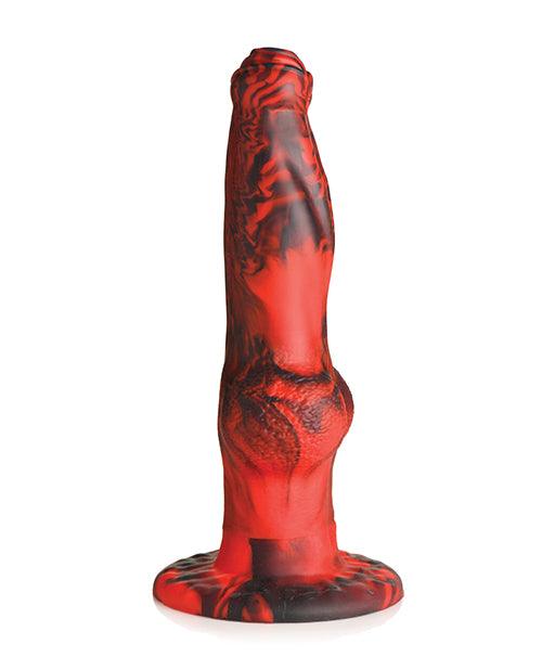 image of product,Creature Cocks Hell-Wolf Thrusting & Vibrating Silicone Dildo - Black/Red - SEXYEONE