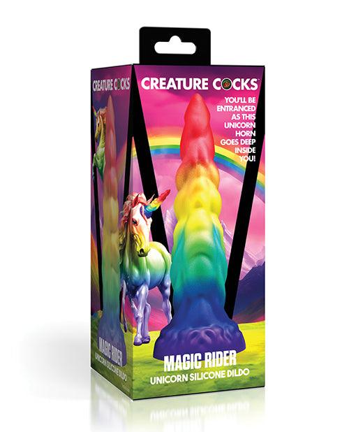 image of product,Creature Cocks Magic Rider Unicorn Silicone Dildo - Rainbow - SEXYEONE