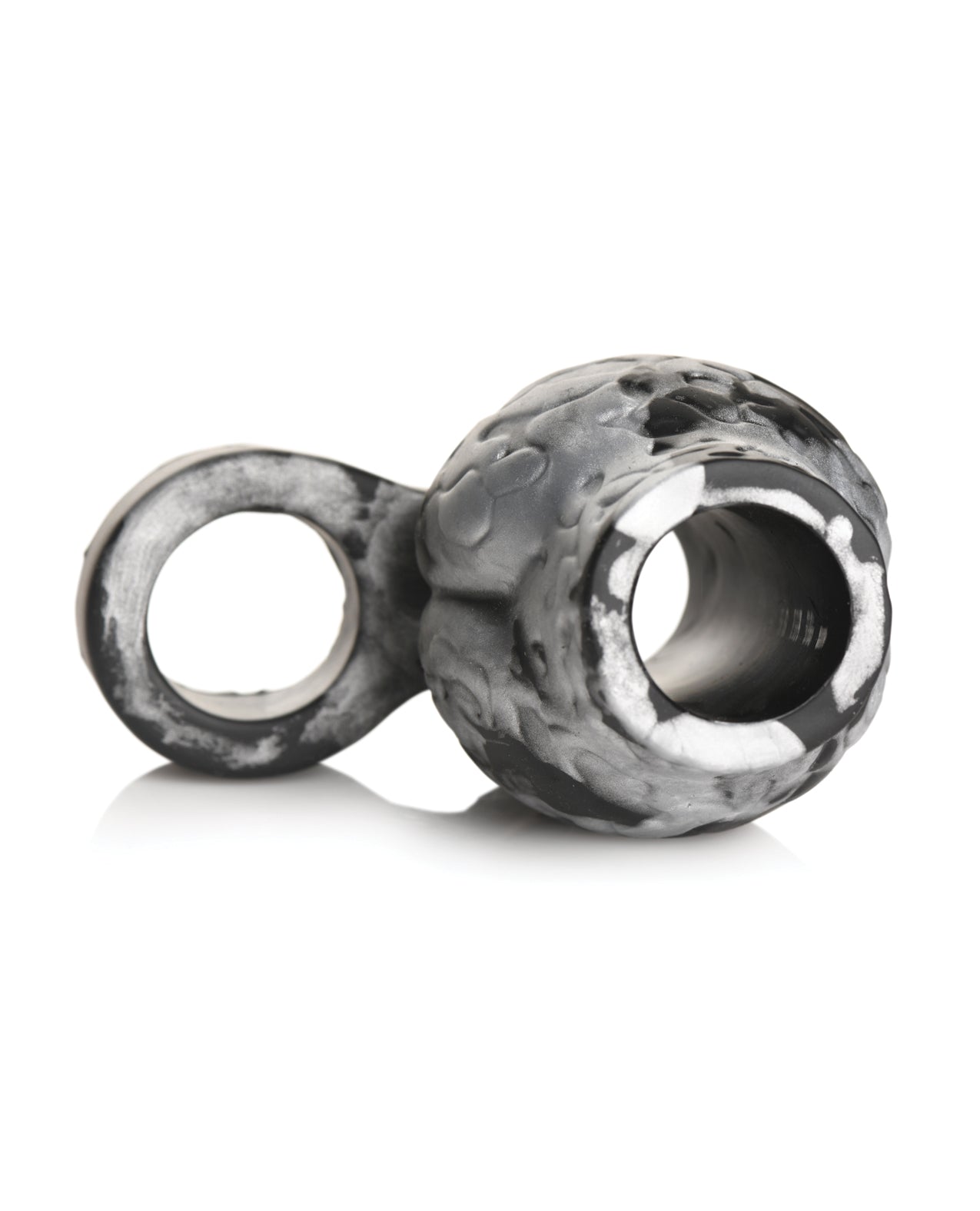 image of product,Creature Cocks Night Prowler Silicone Penis Sleeve & Ball Stretcher - Silver/Black - SEXYEONE