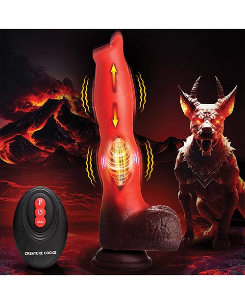 image of product,Creature Cocks Ramming Hound Thrusting & Vibrating Silicone Dildo w/Remote Control - Red/Brown - SEXYEONE