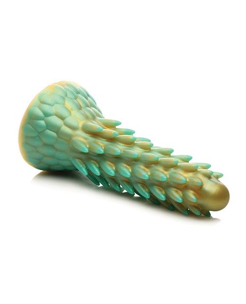image of product,Creature Cocks Stegosaurus Spiky Reptile Silicone Dildo - Teal/gold - SEXYEONE