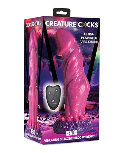 Creature Cocks Xenox Vibrating Silicone Dildo w/Remote - Pink/Purple - SEXYEONE