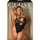 Curve Krista Lace Strappy Teddy W/adjustable Back Straps Black - SEXYEONE