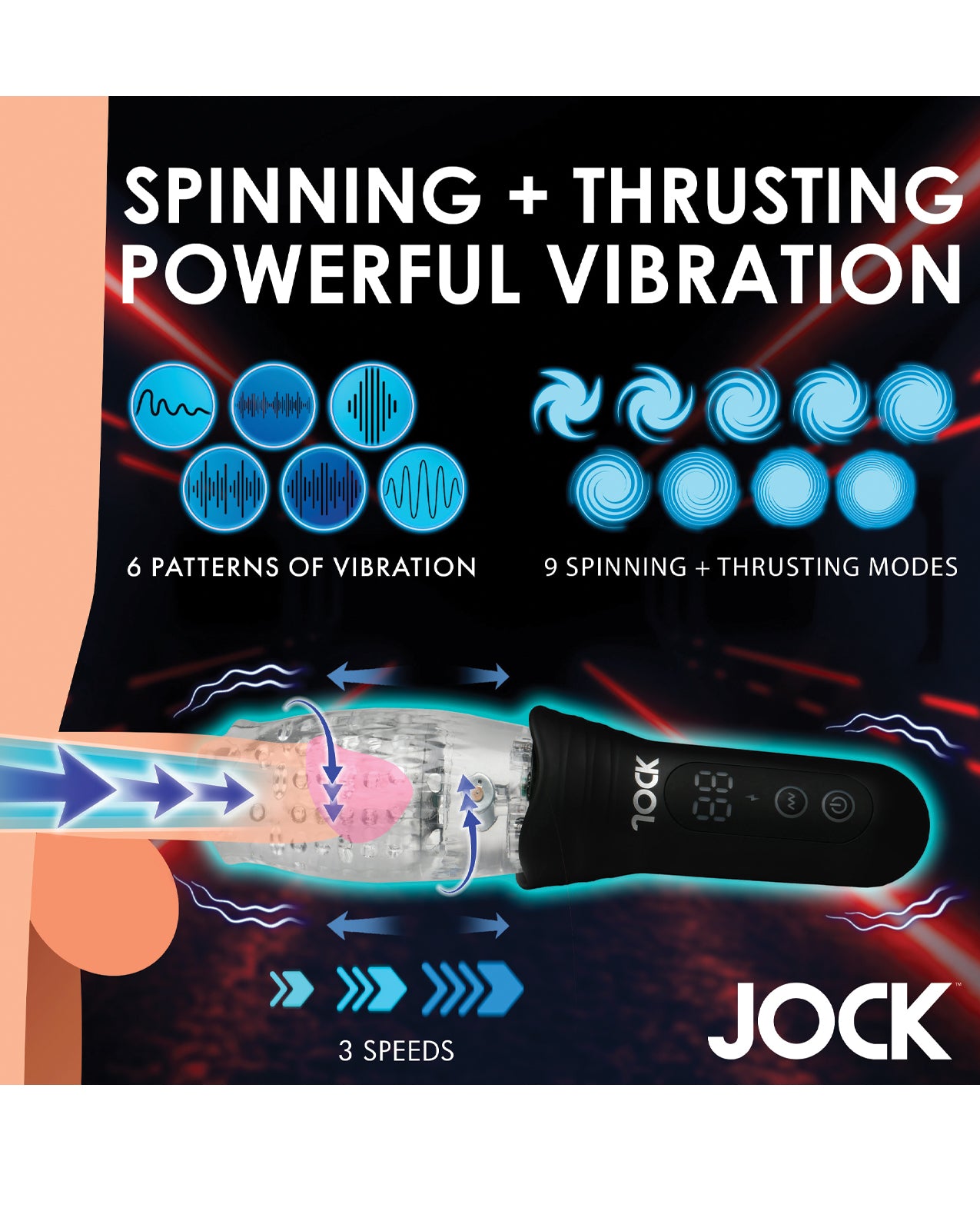 image of product,Curve Novelties Jock Spinning & Thrusting Masturbator - SEXYEONE