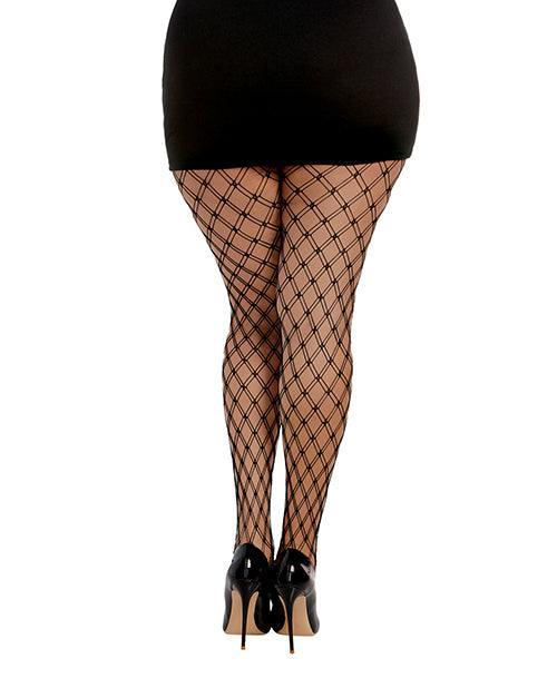 image of product,Double Knitted Fence Net Pantyhose - Black QN - SEXYEONE