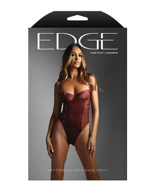 image of product,Edge Crotchless Underwire Mesh Teddy w/ Strappy Open Back - Wine - SEXYEONE