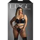 Edge Quilted Wetlook and Mesh Longline Underwire Bra w/ G-String - Black QN - SEXYEONE