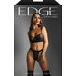 Edge Quilted Wetlook and Mesh Underwire Bra w/ Crotchless Panty - Black - SEXYEONE