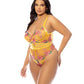 Elisabeth Unlined Underwire Embroidered Teddy - Yellow - SEXYEONE