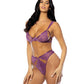 Evrice Lace and Mesh Underwire Bra w/Thong - Purple - SEXYEONE