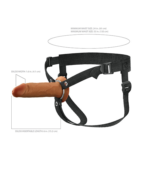 image of product,Fantasy X-tensions Elite 6" Silicone Hollow Strap-on w/Harness - Brown - SEXYEONE