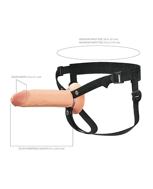 image of product,Fantasy X-Tensions Elite 8" Silicone Hollow Strap-on w/Harness - Light - SEXYEONE