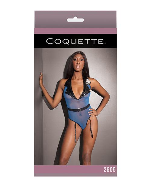 image of product,Fashion Mesh Cop Teddy W/attached Garters Blue O/s - SEXYEONE
