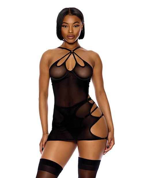 product image, Feeling Butterflies Mesh Chemise w/Panty - Black - SEXYEONE