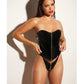 Fetish Rider Vinyl Bustier W/front Zipper & Panty Black - SEXYEONE