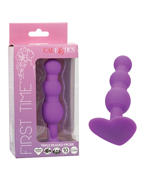 product image, First Time Vibrating Triple Beaded Anal Probe - Purple - SEXYEONE