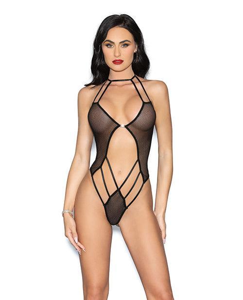 Fishnet Teddy w/Jewel Detail Black O/S - SEXYEONE